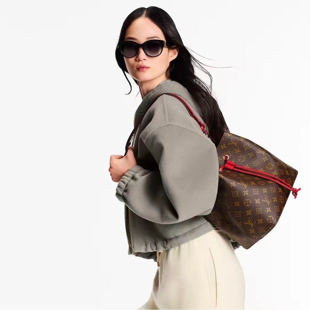 LouisVuitton NeoNoe Monogram Canvas Red Bucket Bag Organizers Gently Lucky Charm - Picture 2 of 16